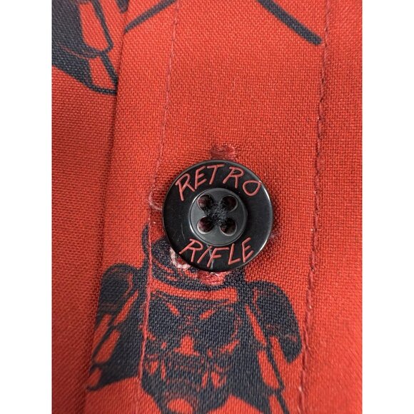 Retro Rifle McDojoLife Mens Shirt Red Samurai All Over Size Large Button Down - Picture 7 of 13